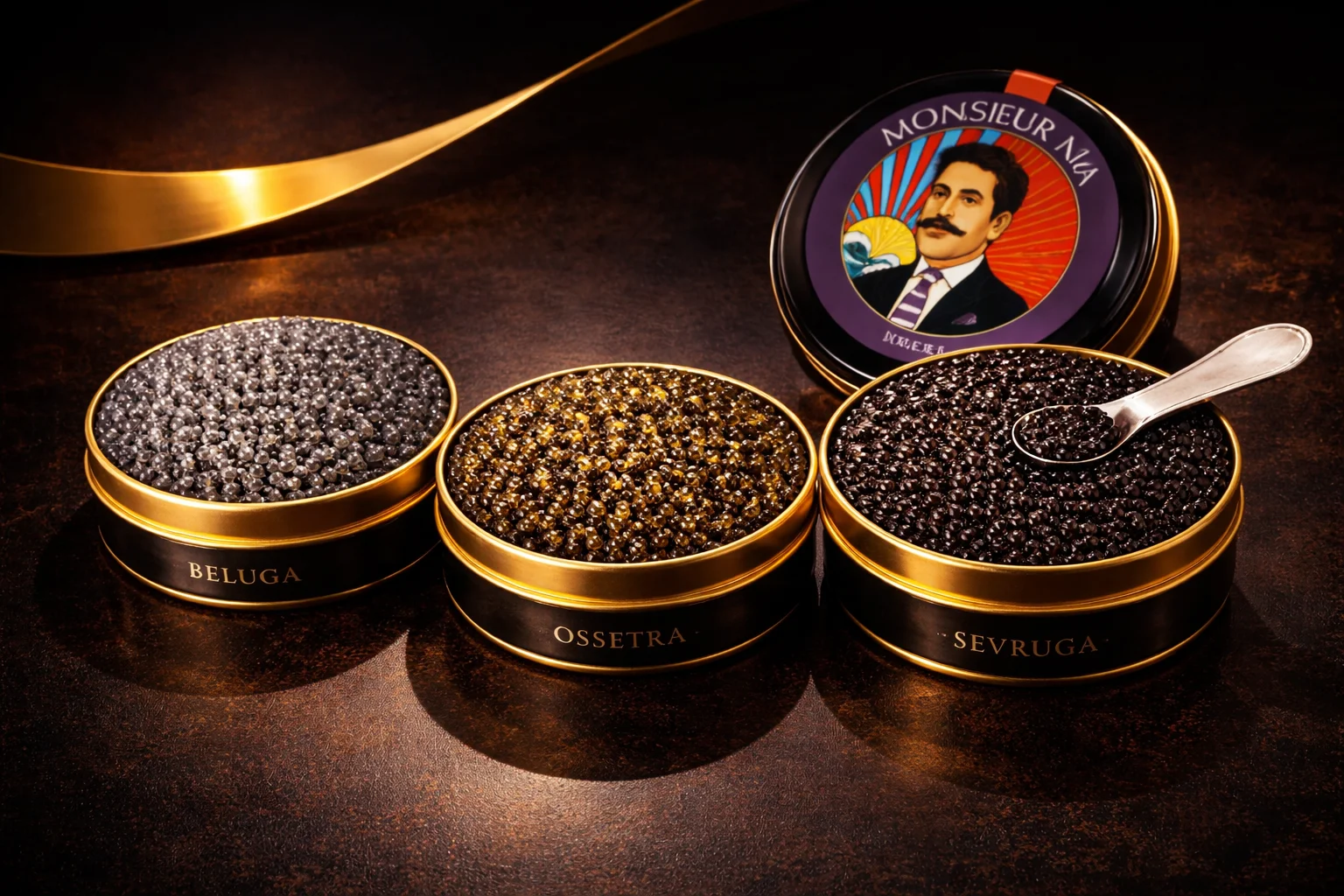 beluga ossetra sevruga caviar comparison luxury display