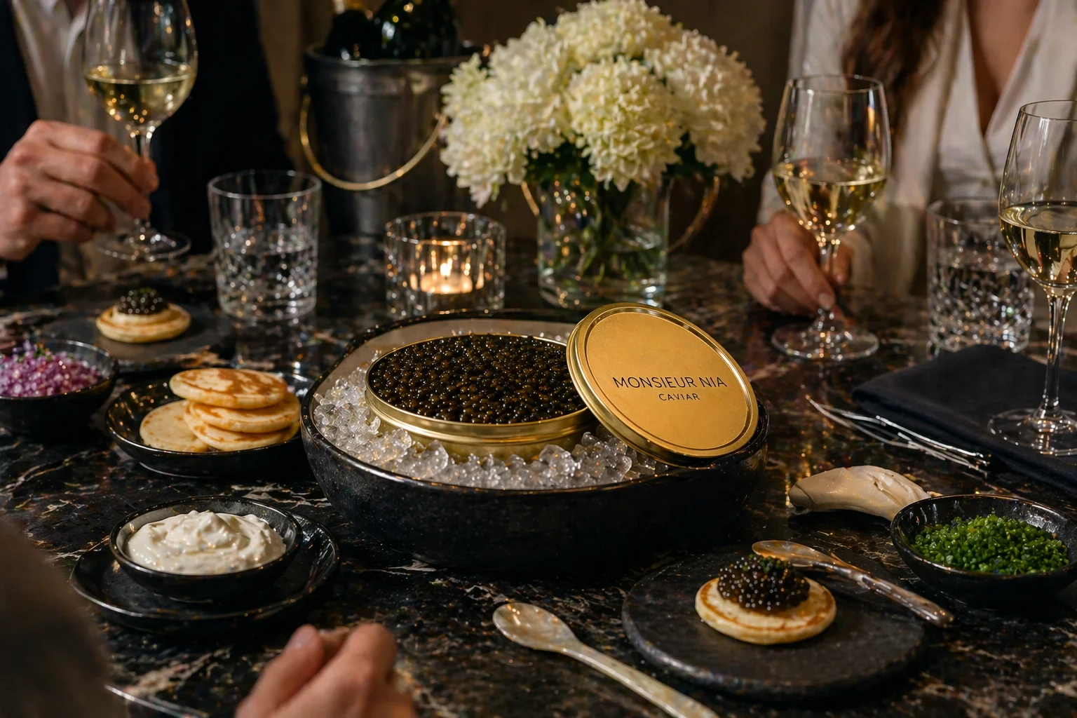 Luxury caviar portions served for a small tasting